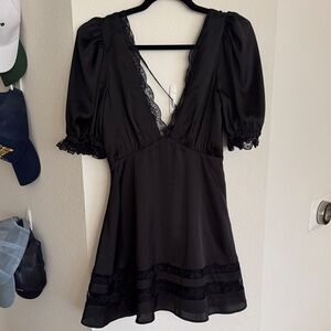 MAJORELLE Black Lace Trim Dress